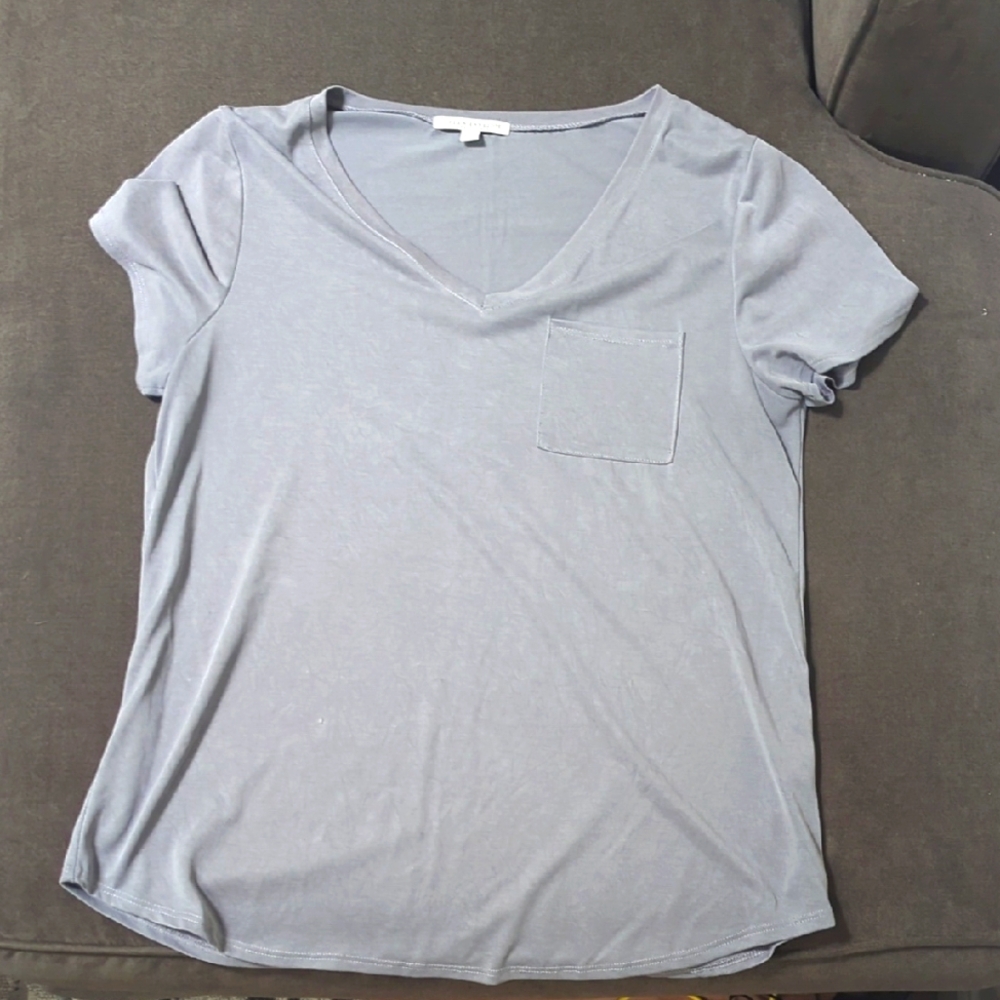 Green Envelope Gray V-Neck Tee